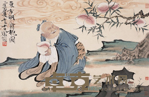 东方朔偷桃图 镜心 46×70cm