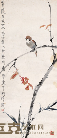 唐云 花鸟 镜心 80×32cm