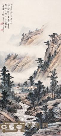 黄君璧 傍岩溪路两三曲 立轴 90×41cm
