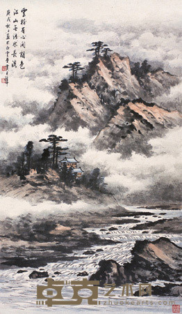 黄君璧 江山无语水长流 镜心 88×51cm