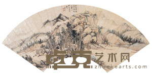 山水 扇面 19×54cm