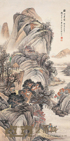 陈梓琴 秋山暮霭 立轴 136×67cm