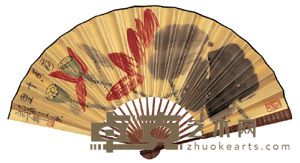 荷花 书法 成扇 19.5×60cm