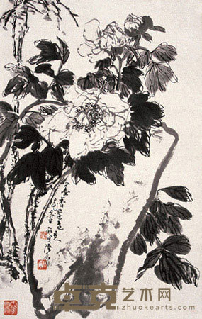陆抑非 花卉 立轴 68×44cm