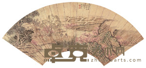 尹昆 山水 扇面 18×50cm