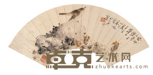 高嵡 花鸟 扇面 14.5×44.5cm