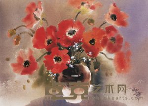 梁钢 花卉 镜心 绘画