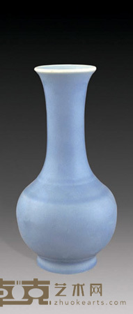 民国 蓝釉长颈瓶 高27cm