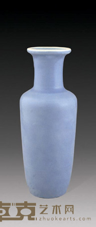 民国 蓝釉棒槌瓶 高29.5cm