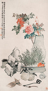 沙佐 清供 立轴