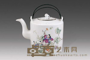 民国　 粉彩人物茶壶 高14cm