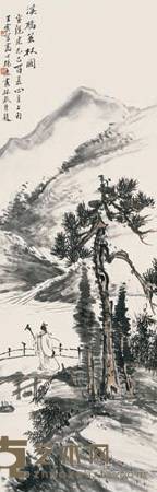 溪桥策杖图 立轴 93×30cm