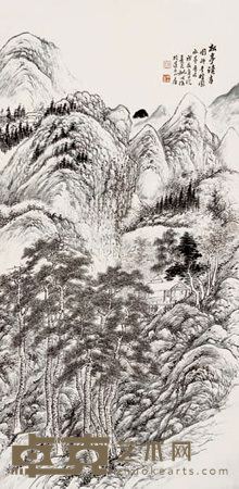 松亭读书图 立轴 134×67cm