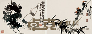 康宁 竹鸟寿蟹（二桢） 镜心 33×42cm×2