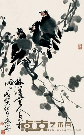 康宁 林深鸟语 镜心 68×42cm