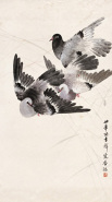 张书旂 1941年作 三鸽图 镜心