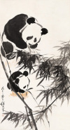 刘继卣 戊午（1978年） 作 熊猫 立轴