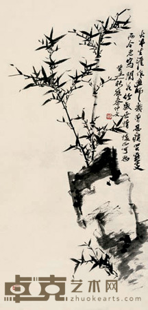 竹石 立轴 91×44cm