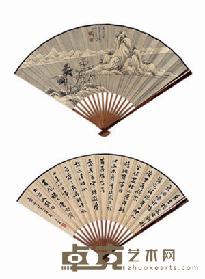 万山飞雪 成扇 19×48cm
