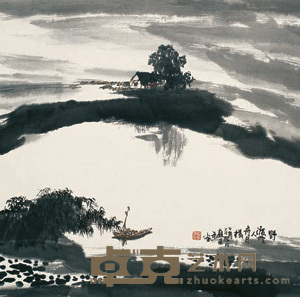 庞荣年 野渡无人舟自横 镜心 68×68cm