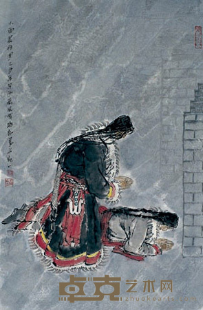 雕筠新 小雨晨拜图 镜心 70×46cm