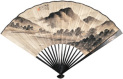 吴石僊 蒲华 庚子（1900年）作 山水 书法 成扇