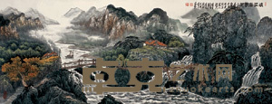 刘继才 峡江烟云图 镜心 84×217cm