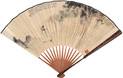 俞明 褚德彝 戊辰（1928年）作 锺馗 书法 成扇