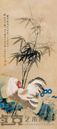竹鸡图 镜心 87×38cm