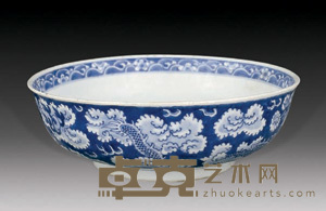 清 青花龙纹碗 直径27.8cm