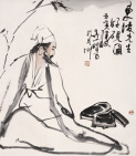 吴山明 戊寅（1986年）作 东坡先生玩砚图 立轴