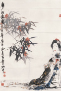 冯远 戊寅（1998年）作 唐人诗意图 镜心