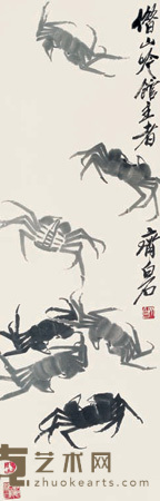 齐白石 螃蟹 立轴 105×34cm