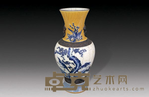 清 哥瓷铁花瓶 高50cm