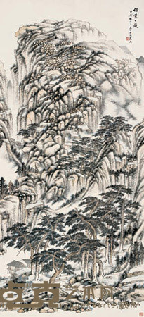 袁樊 山水 立轴 178×83cm