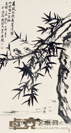 竹石 立轴 127×68cm