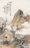 祁崑 己丑（1889年）作 寒山丹枫图 立轴