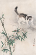 王申勇 乙酉（2005年）作 猫趣图 镜心