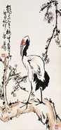 康宁 庚申（1980年）作 梅鹤图 立轴
