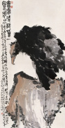 谢宏 甲子（1984年）作 鹰石图 立轴