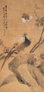 朱梦庐 创作年代：戊寅（1847年） 花鸟 立轴