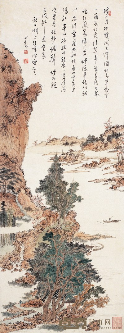 溥 儒 平林辋川图 设色纸本 立轴 131×49cm