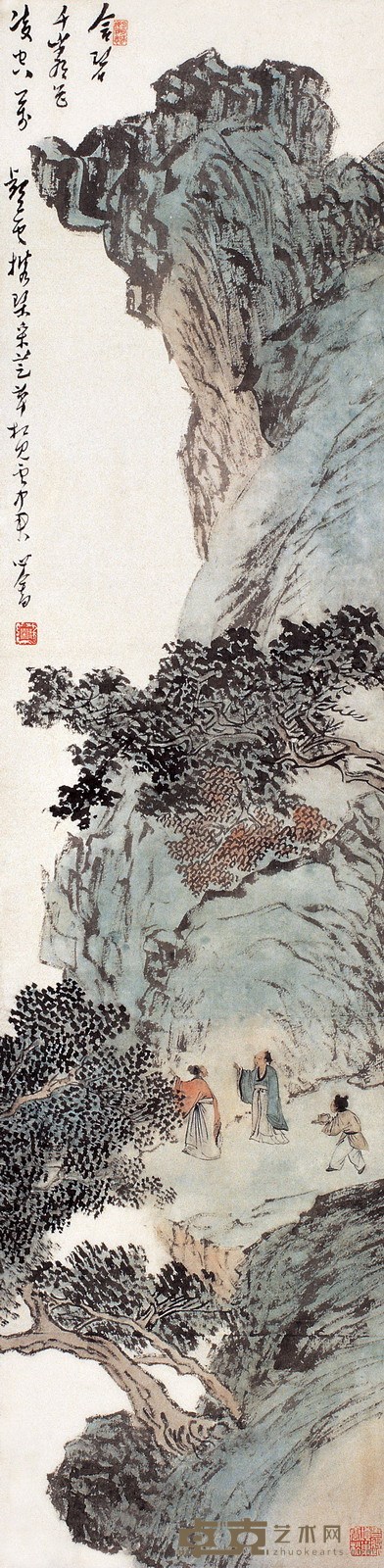 溥 儒 松云高士图 设色纸本 立轴 129.5×32cm
