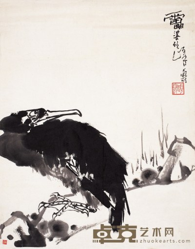 潘天寿 雄鹰 水墨纸本 画心 62×48cm
