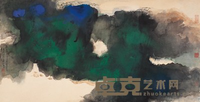 张大千 溪山过雨图 设色纸本 镜片 140.5×72.5cm