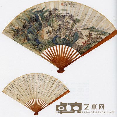 朱鼎 山水、书法 18.5×48cm