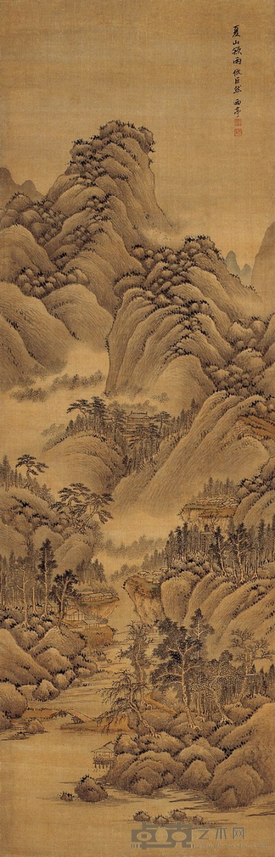杨 晋 夏山欲雨图 设色绢本 立轴 165.5×53.5cm