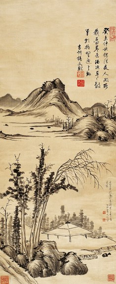 杨文骢( 江山孤亭图 水墨绢本 立轴
