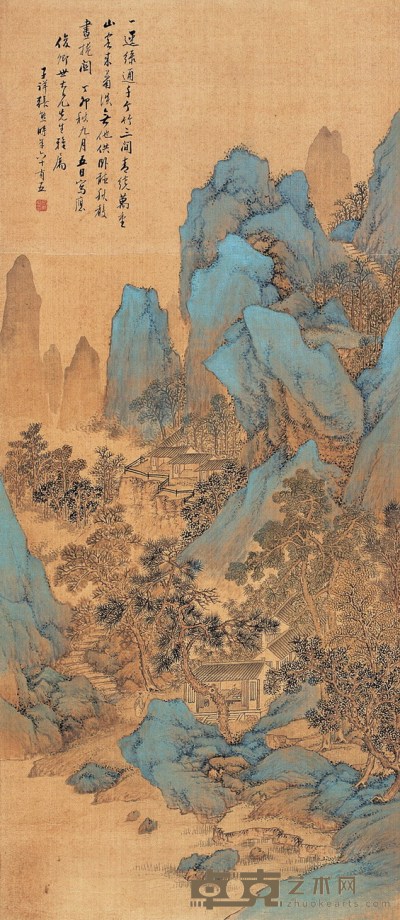 张 熊 青山幽居图 设色绢本 立轴 116×51cm