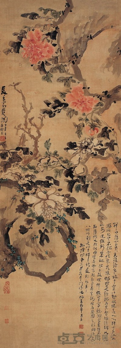 高凤翰 长年富贵图 设色绢本 立轴 142×51cm